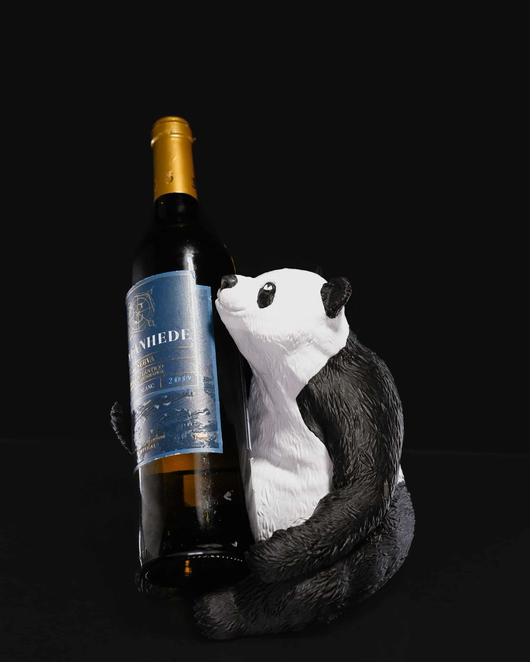 wine holder, panda, sitting, cute