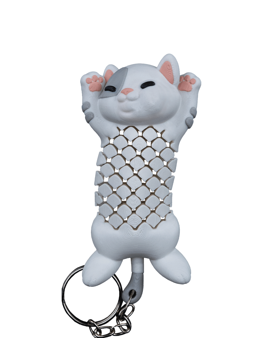 keychain, cat, sleepy, cute, mesh body, small