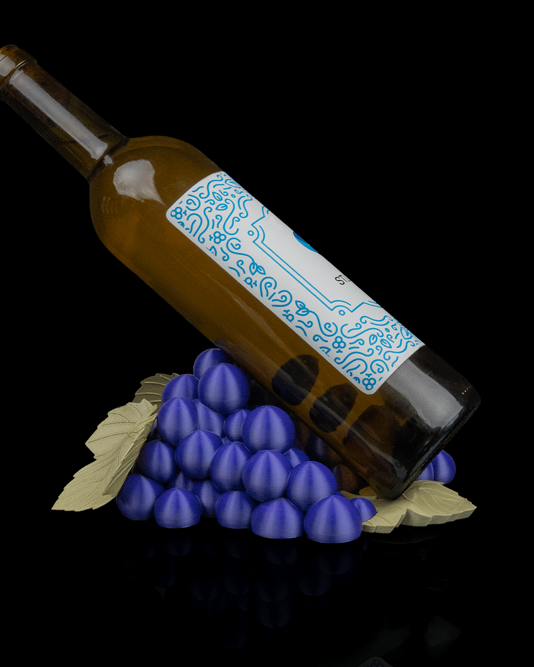 wine holder, grapes, holding wine, leafs