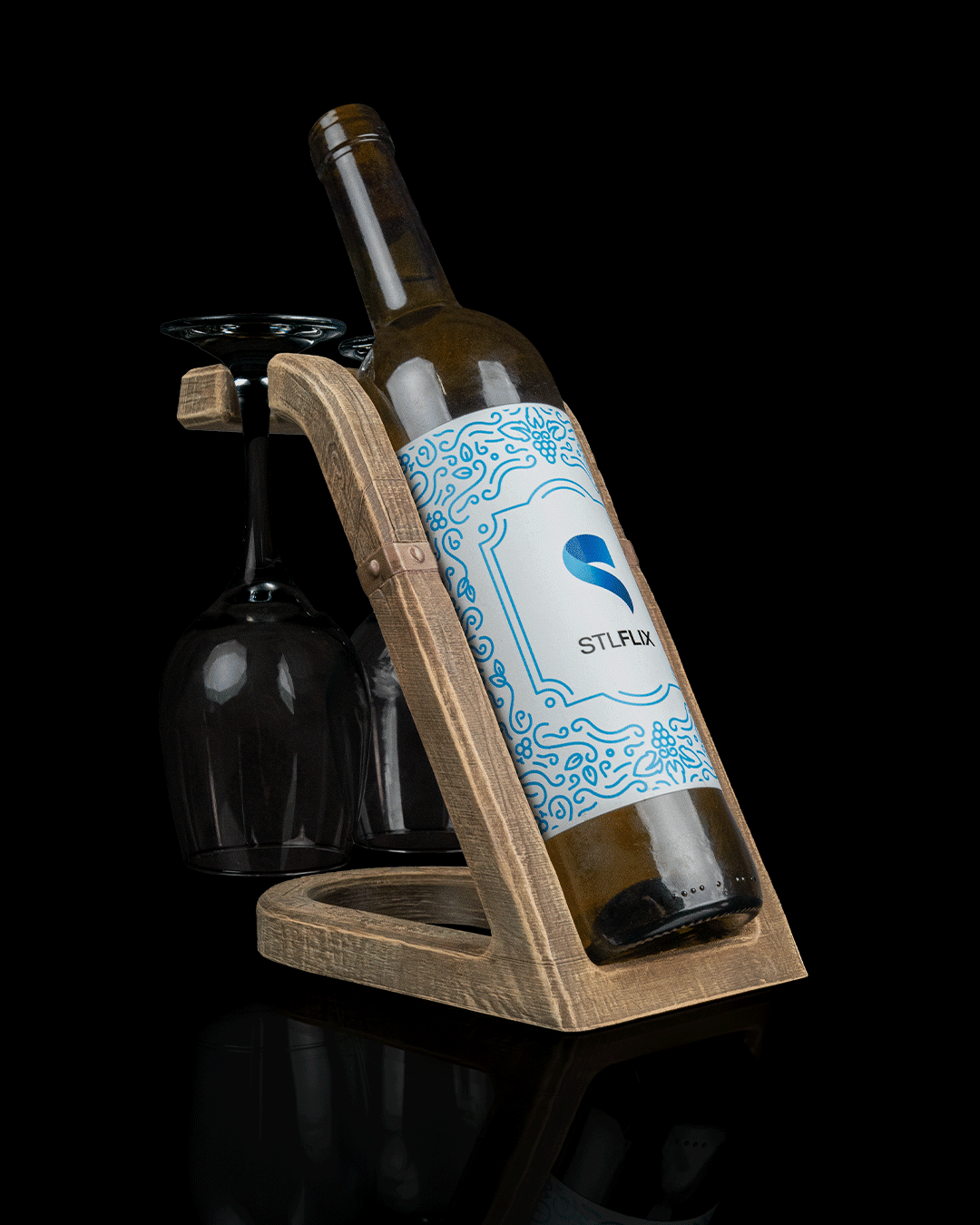 wine holder, glass holder, wood, simple, vintage